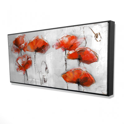 Red Flowers Print On Canvas