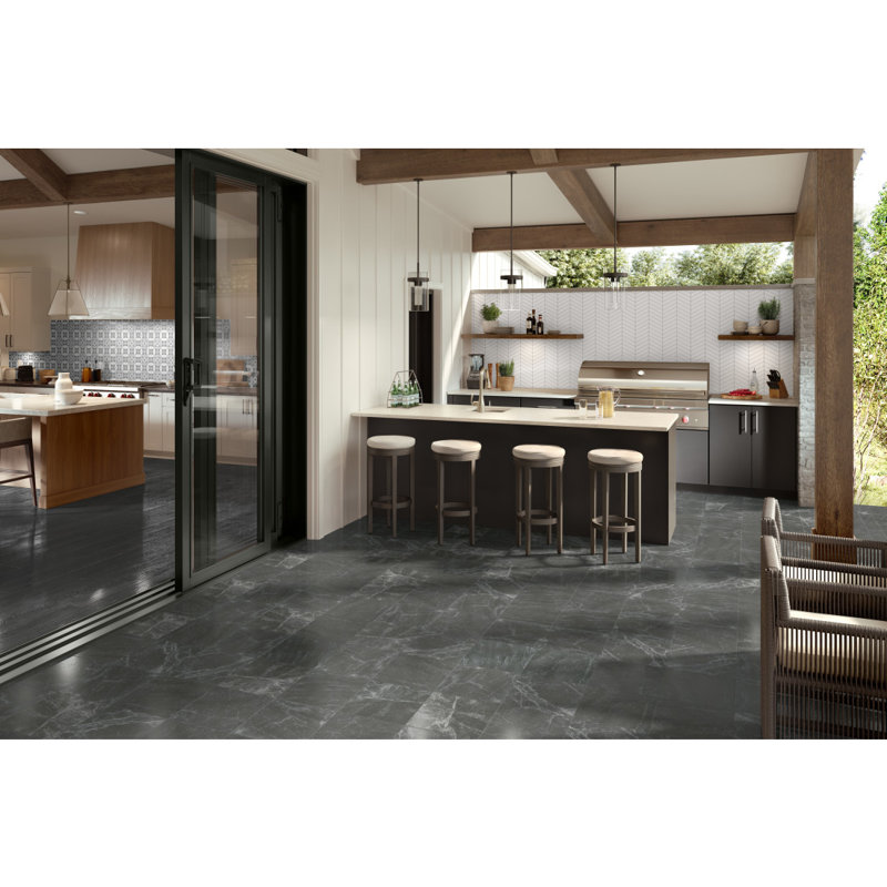 Concept™ 8" x 12" Glass Herringbone Mosaic Wall & Floor Tile, White