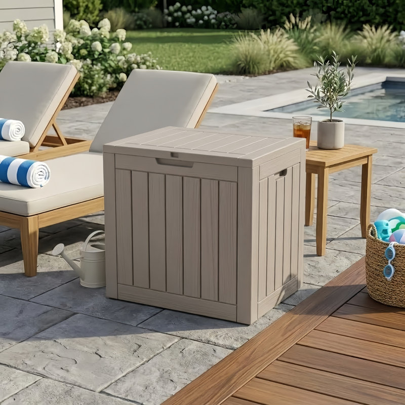 Boîte de terrasse verrouillable en résine 35 gallons Decksplore, Gris