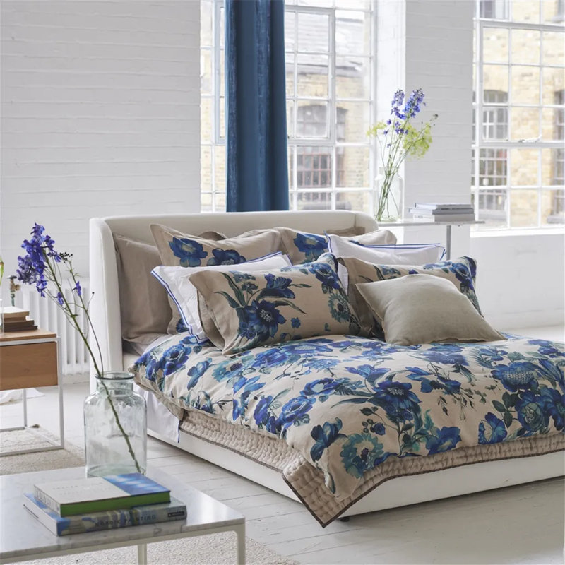 Hirigana Indigo Duvet Cover, Queen Duvet Cover