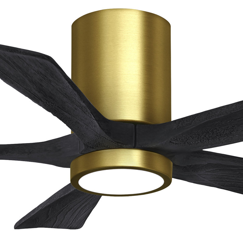 Irene Flushmount Light Kit 5 Blade LED Ceiling Fan, Matte Black, Brushed Brass, 42"
