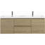 Meuble-lavabo flottant de 60 po avec lavabo, meuble-lavabo mural avec lavabo à surface solide, deux lavabos et tiroirs à fermeture en douceur