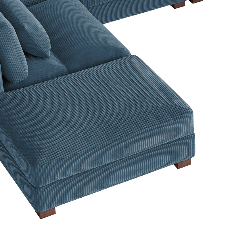 8 Seater Corduroy Corner Sofa , Navy Corduroy
