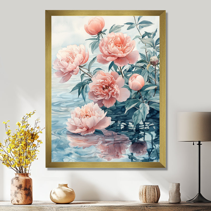 Belcourt - salon d'art mural floral, H 44 po x l 34 po, Reproduction encadrée d'une seule photo, Doré