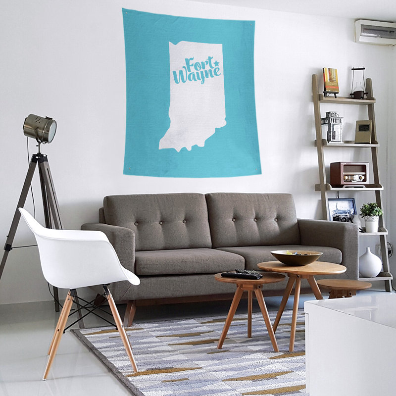 Tapisserie de Fort Wayne, Indiana, H 60 po x l 51 po, Bleu sarcelle