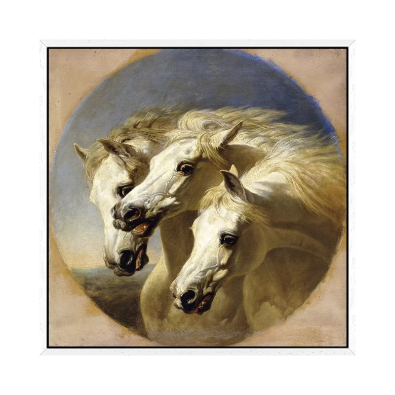 Pharaoh's Horses, 1848 by John Frederick Herring Sr - Painting on Canvas, White Framed, 93.98cm H x 93.98cm W x 3.81cm D