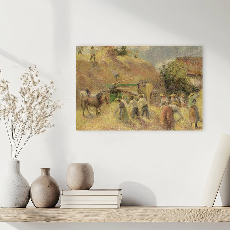 La Moisson, 1883, estampe d'art mural abstraite impressionniste contemporaine représentant un paysage de chevaux