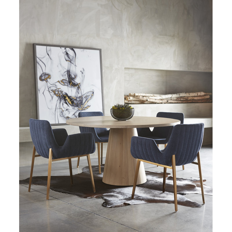 Chaise avec accoudoirs rembourrée Benziger, Bleu