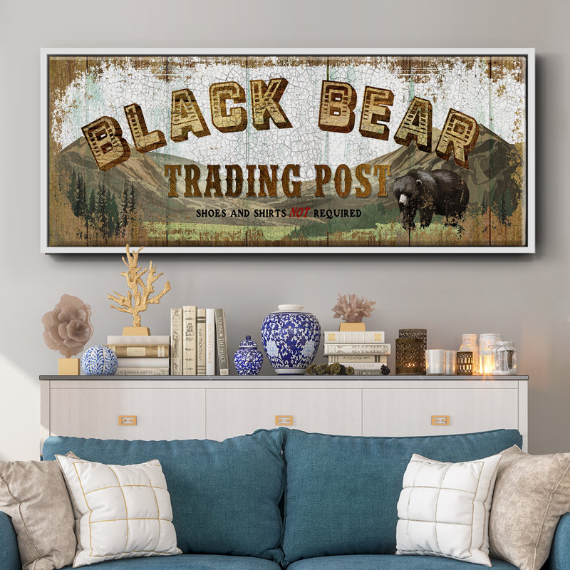 Black Bear Trading Post - Toile encadrée, H 12 po x l 30 po