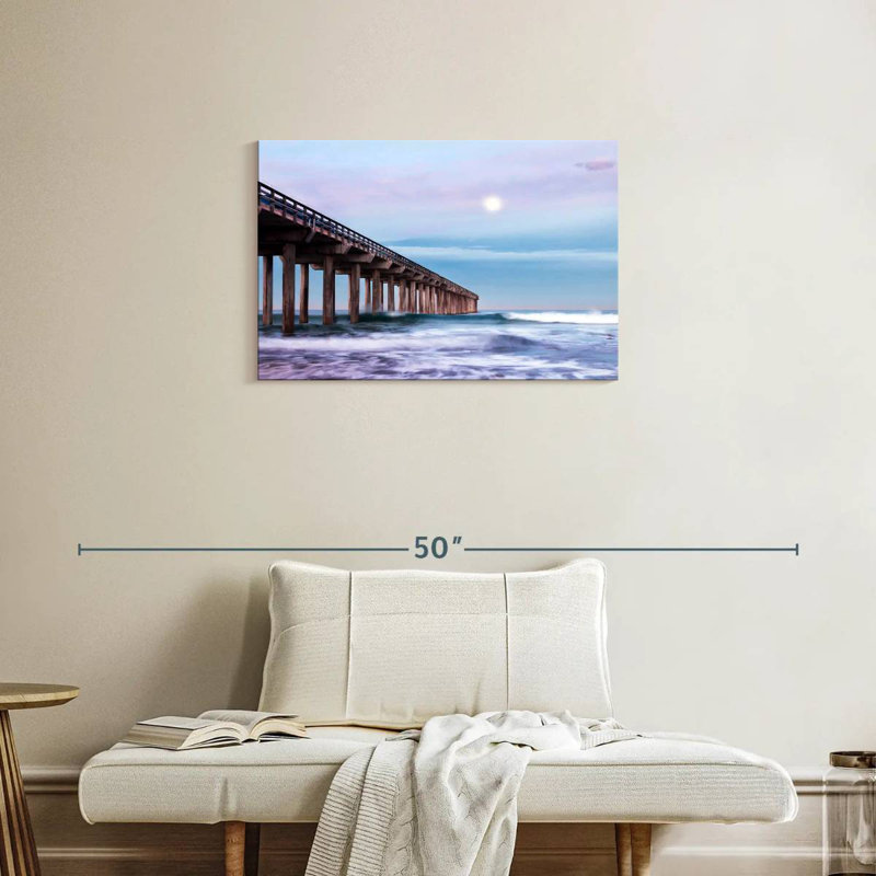 Plein lune au-dessus de Scripps Pier, H 20 po x l 30 po