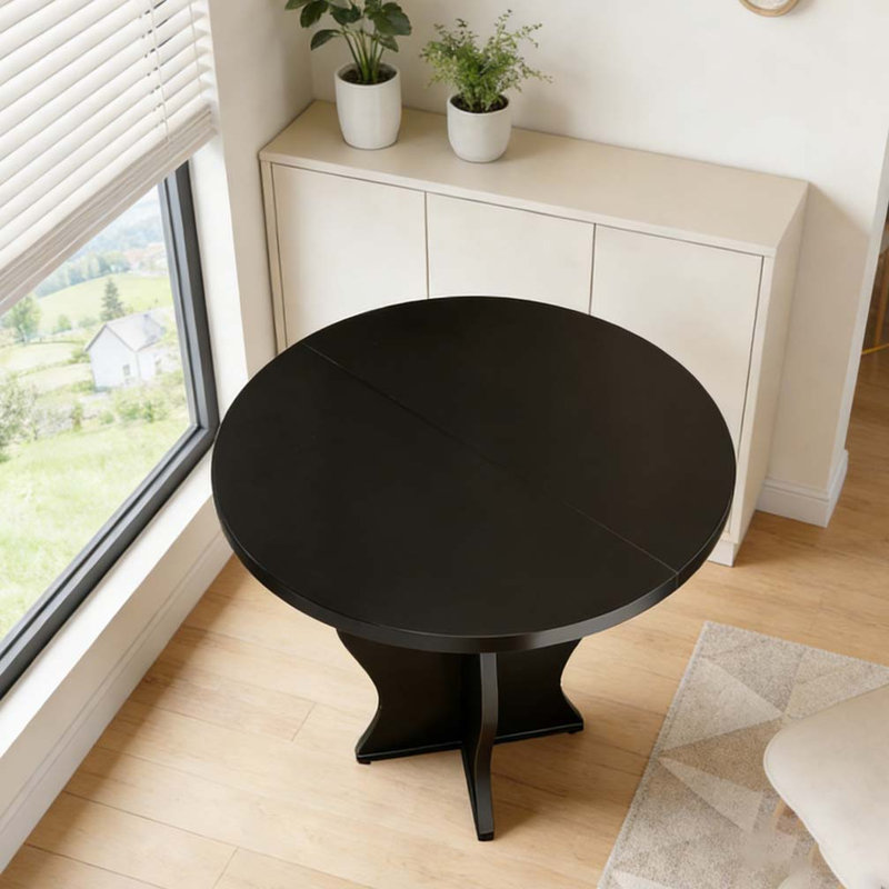 31.5 Inch Small Round Dining Table, Black
