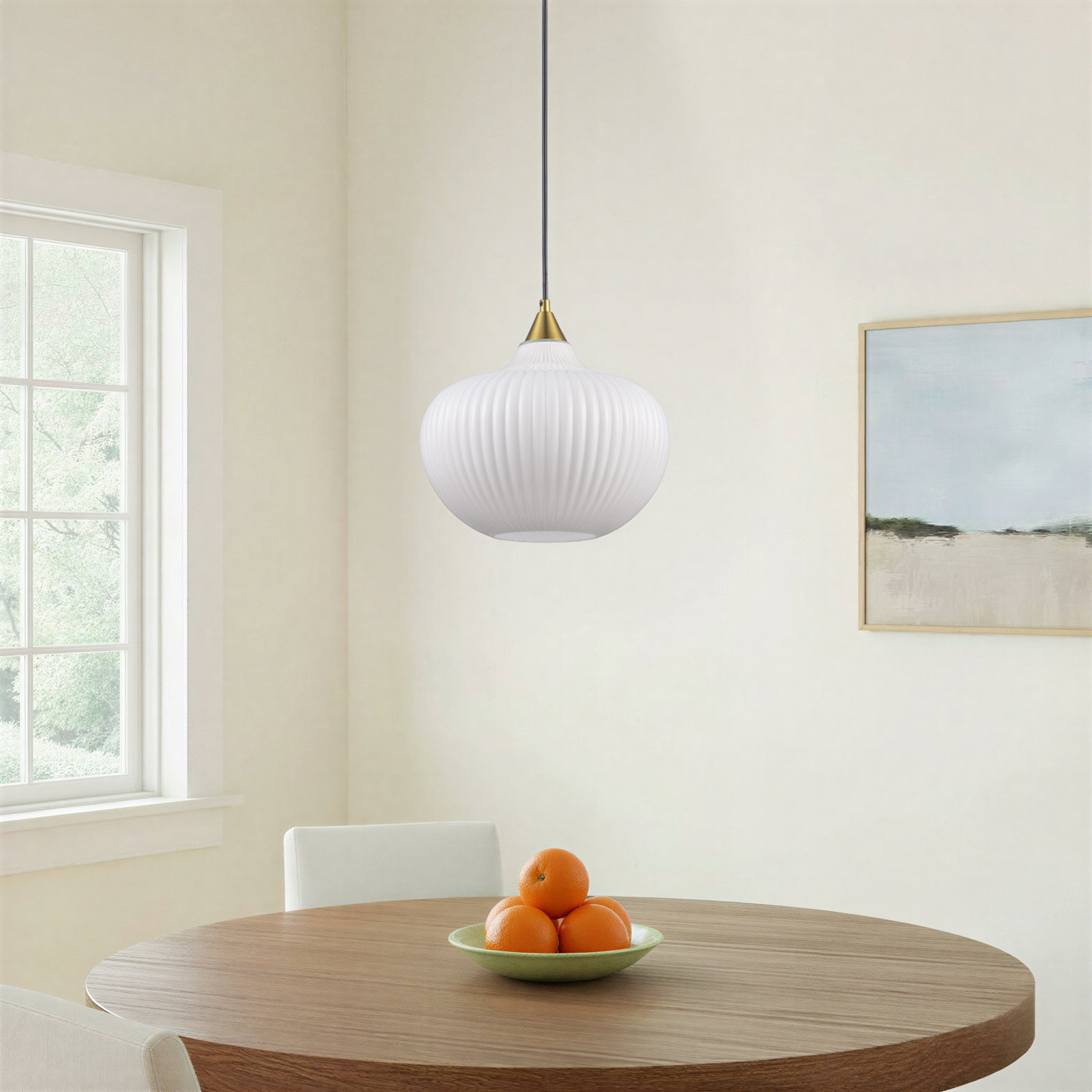 Collina Dimmable Geometric Single Light Pendant, Antique Gold