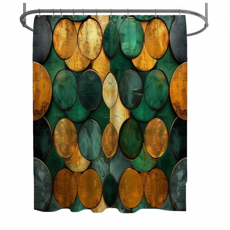 Circle Array Visual Geometric Shower Curtain, 70" W x 73" L