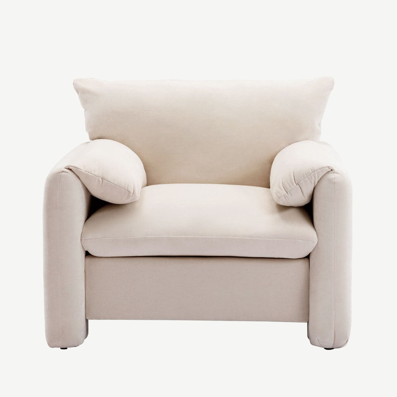 Fauteuil rembourré ou salon, chambre à coucher, salle de lecture, Chenille crème