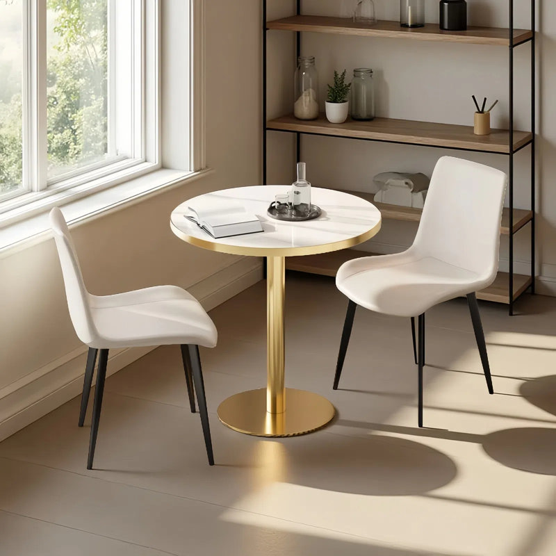 Ensemble de table de salle à manger 31,5 "avec base en métal et 2 chaises