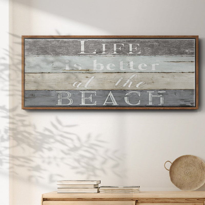 Life Better Beach- Framed Canvas, 20" H x 50" W
