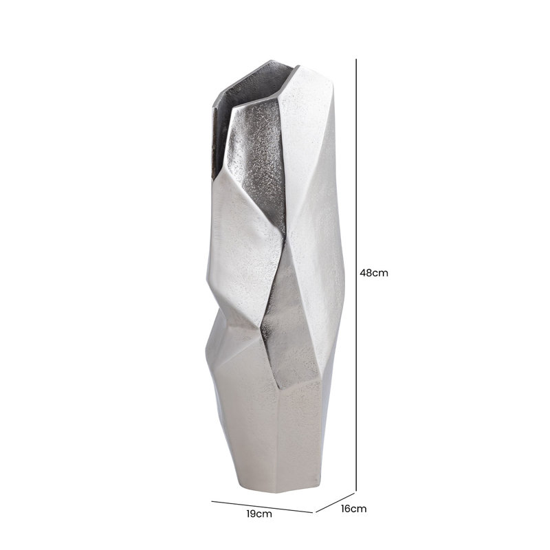 Creasong Silver Metal Floor Vase, 48cm H x 16.5cm W x 14.7cm D