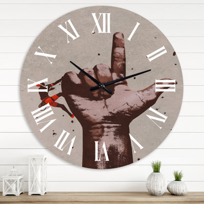 Finger Pointing Up Sign With Climber - Horloge murale moderne