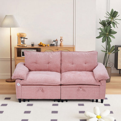 Velvet Pull Out Sofa Bed Convertible Sleeper Couch with Pullout Mattress