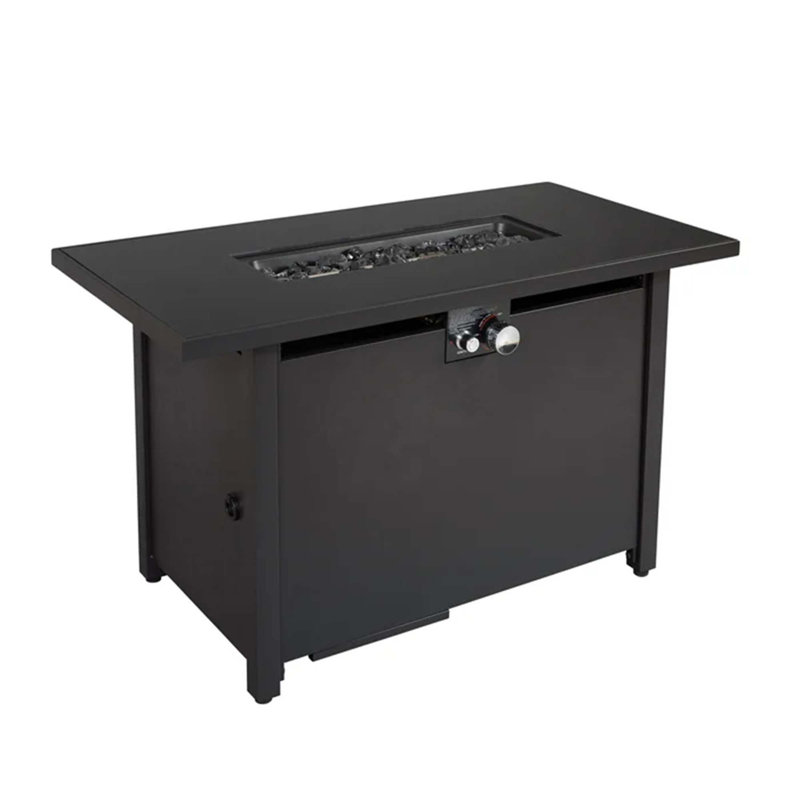 25" H X 42" W Steel Outdoor Fire Pit Table With Lid