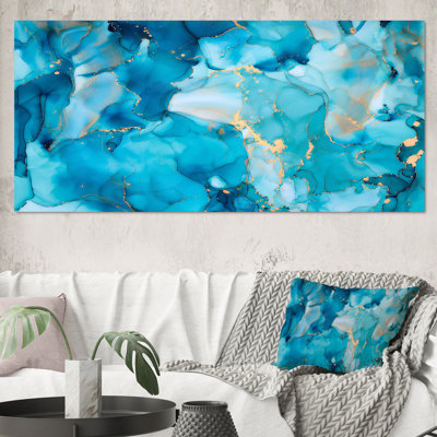 " Turquoise Luxury Abstract Fluid Art I "