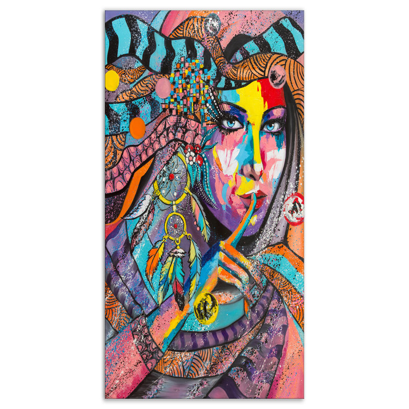 Portrait féminin-impression d’art graphique Glamour, H 32 po x l 16 po x P 1 po, Toile tendue