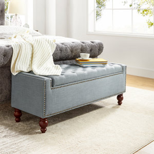 Aristida Flip Top Storage Bench with solid wood spindle leg