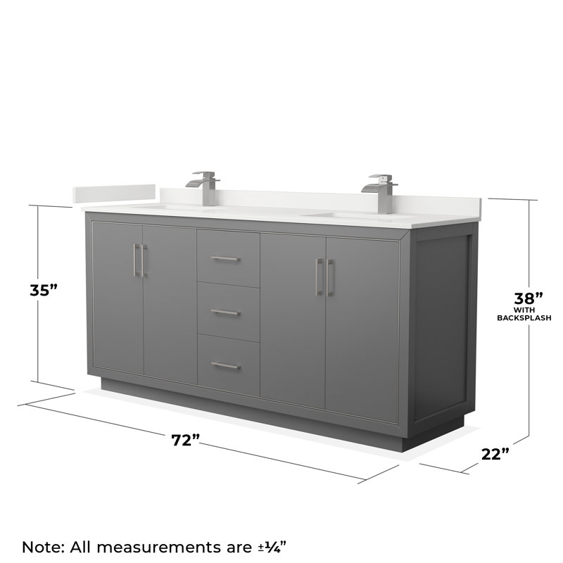 72'' W Double Vanity, Dark Gray, WDX13358, Brushed Nickel