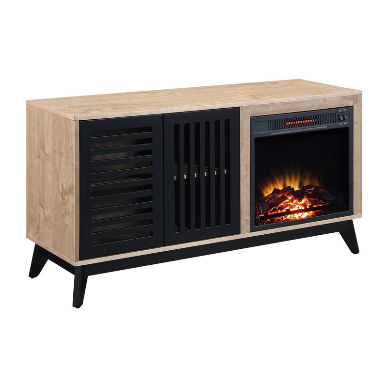 Armoire avec foyer, finition chêne et espresso