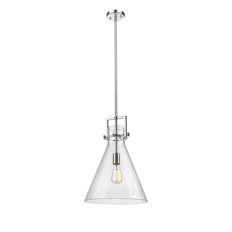 Luminaire suspendu avec tige 30 po Coterie, H 19,13 po x l 14 po x P 14 po, Bullé, Nickel poli