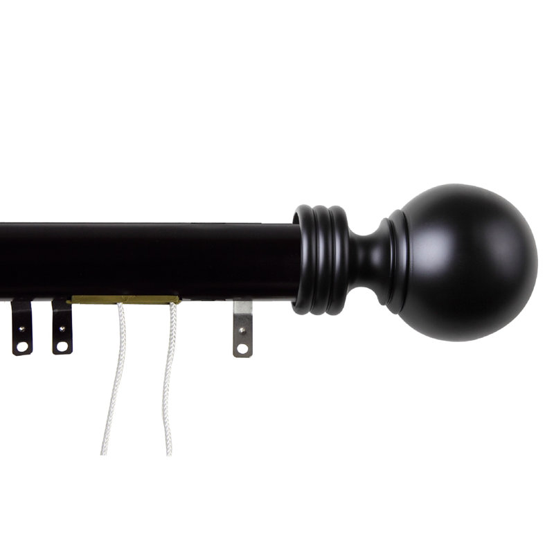 Lesher Adjustable 1.12'' Traverse Rod, 30" - 48" W, Black