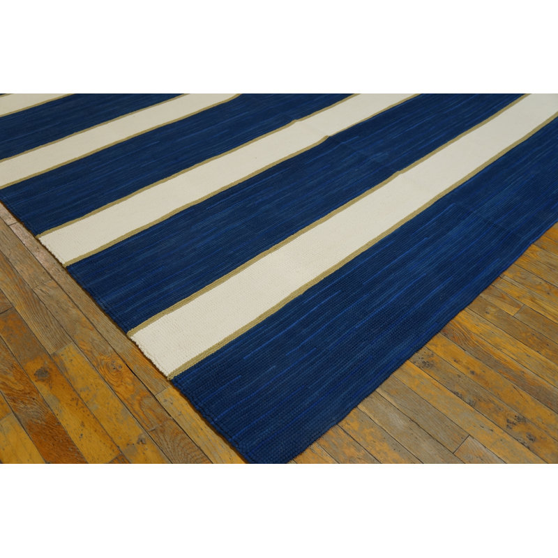 American Hooked Wool Striped Area Rug
