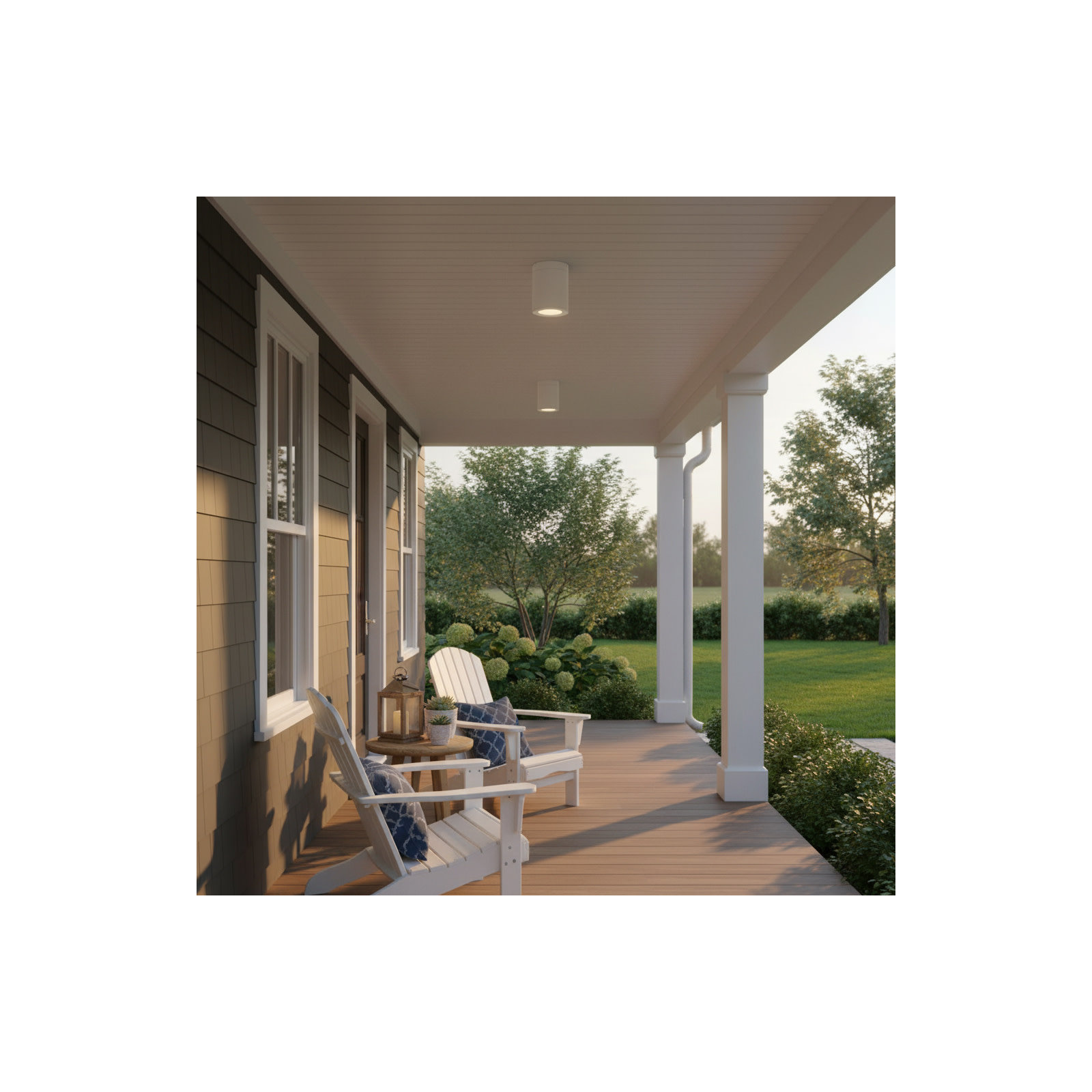 Brissia Frosted Cylinder Outdoor Flush Mount, Satin White