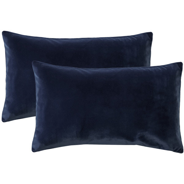 Housse de coussin en velours doux Francesca, ensemble de 2 housses de coussin, 12 x 20 pouces rectangulaire pour canapé de décoration intérieure, bleu Inkpot
