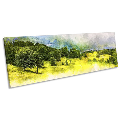 Modern Countryside Nature Panoramic - Wrapped Canvas Painting