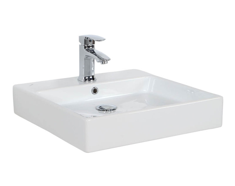 Simple 19.7'' L Bathroom Sink, No Hole, Glossy Black