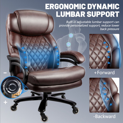 800LBS Big And Tall Office Chair For Heavy People, Heavy Duty Executive Chair With High Back, Extra Wide Seat And Adjustable Lumbar, Large Computer Desk Chair Comfortable For Office