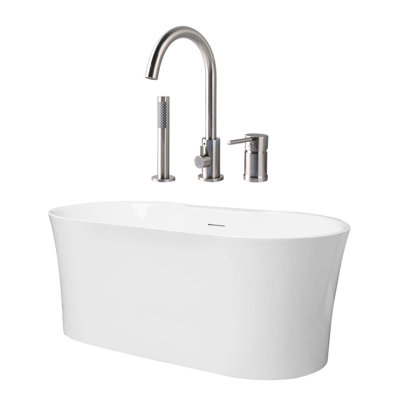 Baignoire autoportante 67 po. X 32 po. En porcelaine avec robinet