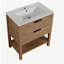 Meuble-lavabo de 30 pouces avec planche en bois massif et 2 tiroirs-1060751699