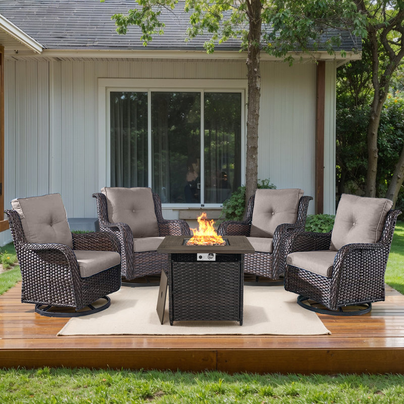 Carolina 4 - Person Outdoor Seating Group With Fire Pit, Gray 