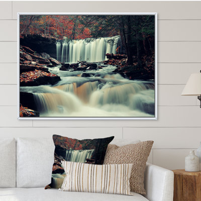 Chutes d'automne dans la forêt mystique - œuvre d'art traditionnelle sur toile