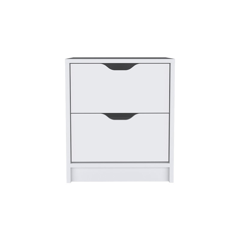 Table de chevet Reisy Gandu, deux tiroirs, Blanc