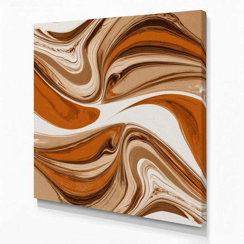 Abstrait art fluide sur toile brune 17, 16" H x 16" W