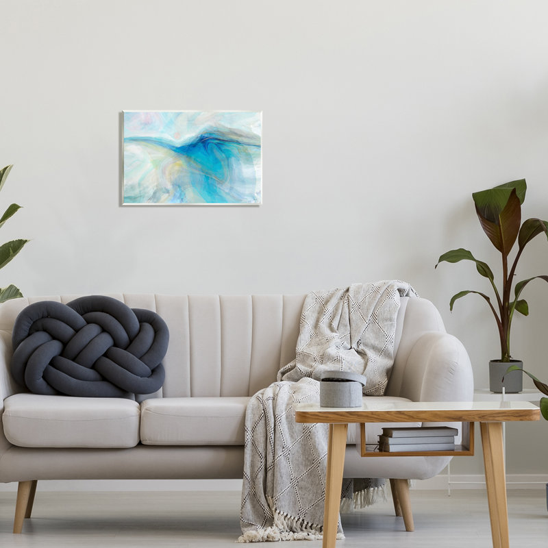 «Blue Fluid Pastel Abstract Swirl Floater» par Michael Tienhaara, H 13 po x l 19 po x P 0,5 po, Bois