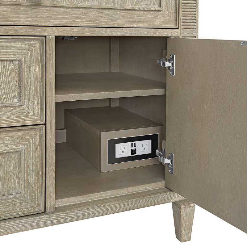 Lorelai 36'' W Single Vanity, Carrara White, Whitewashed Oak, 8" Widespread