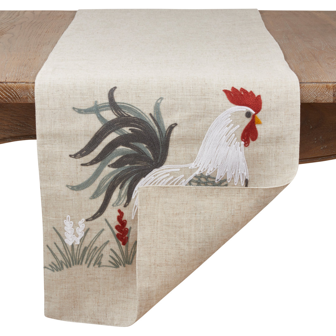 Chattooga Rooster Embroidered Table Runner August Grove®
