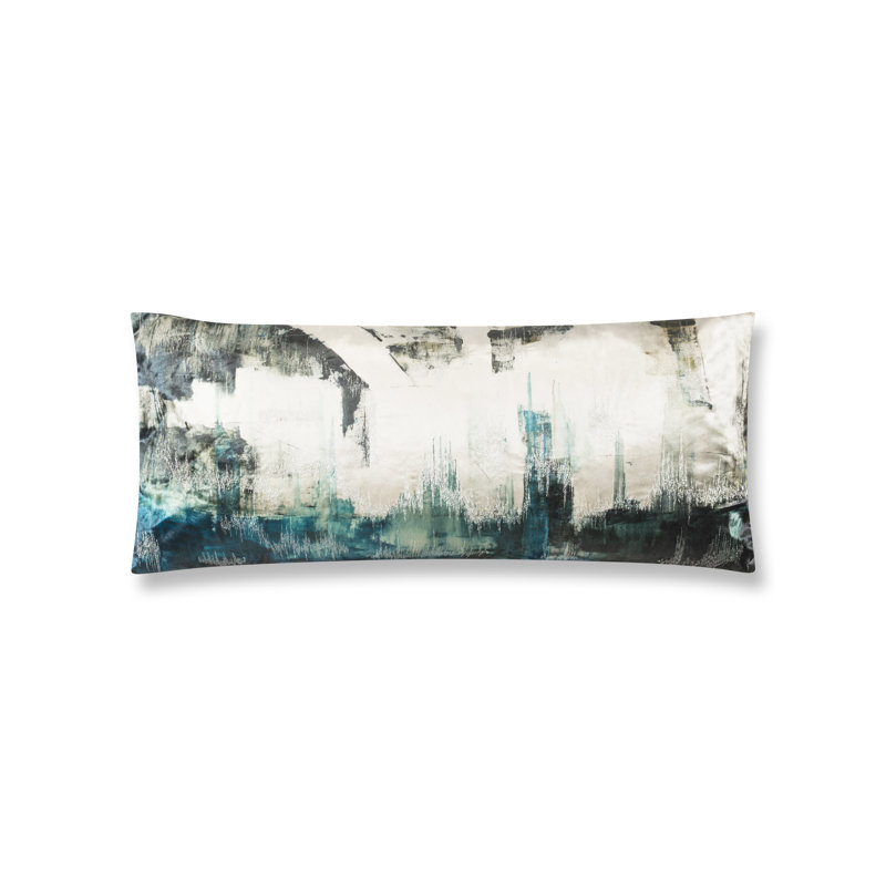 Abstract Embroidered Feather Reversible Throw Pillow, 31"H x 14"W