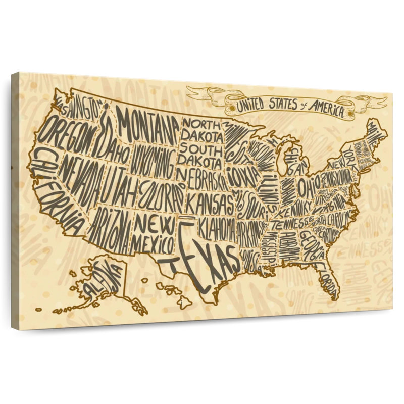 Carte des États-Unis à Aliaz, H 24 po x l 36 po