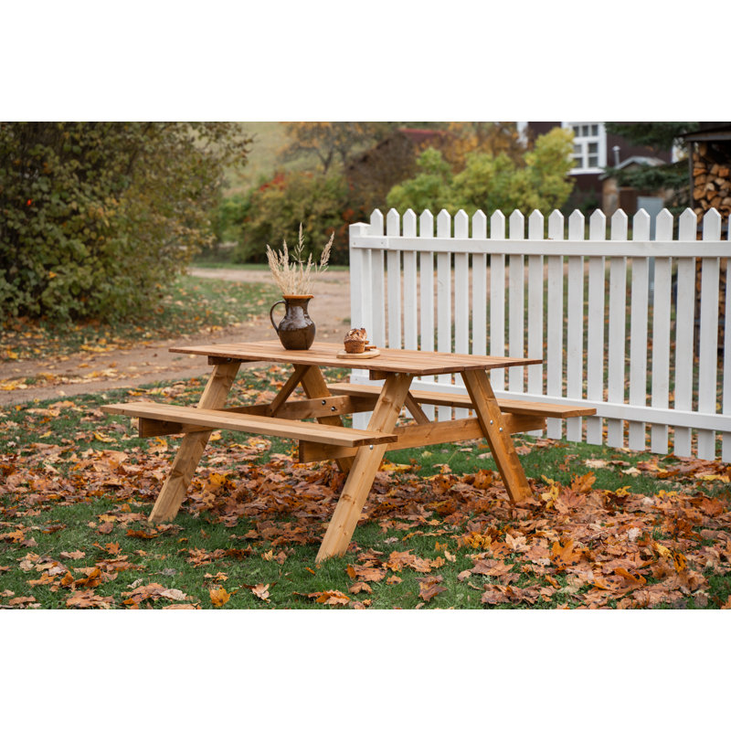 Aaliyah 6 - Person Wood Patio Dining Set with Rectangular Table, Brown