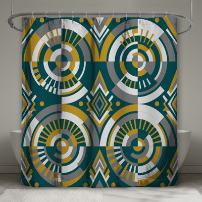Rideaux de douche géométriques abstraits circulaires extra longs